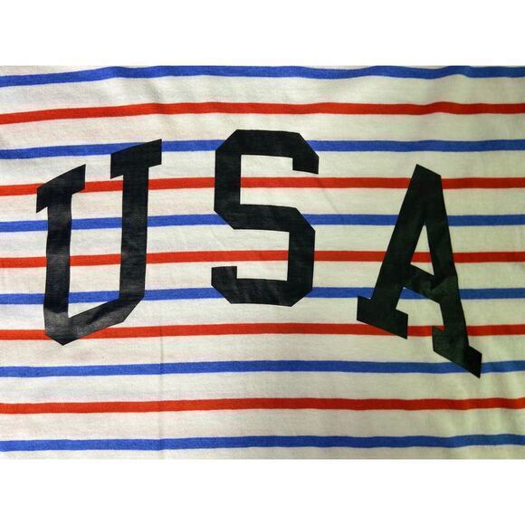 Mighty Fine Striped USA Patriotic Women’s Crop Top Red & Blue Stripes Size Large - Picture 4 of 9